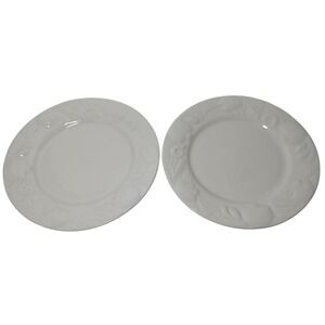 Pfaltzgraff White Salad Plates Lido Beach Raised Seashells Nautical‎ Set of Two